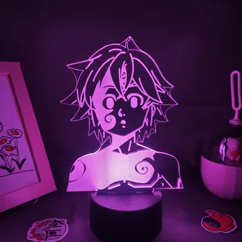 Manga Sedem Smrteľných Hriechov Lávové Lampy Anime Obrázok Meliodas 3D Led RGB Neon Batérie Nočné Osvetlenie Stola Stôl Dekorácie Pre Domov